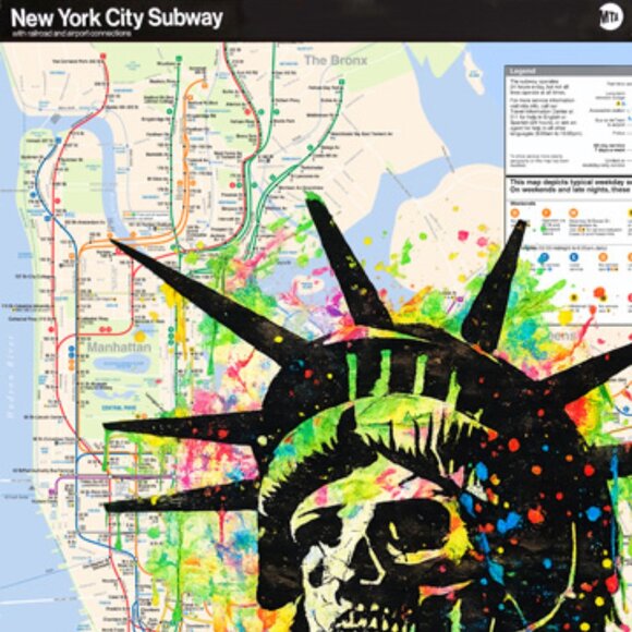 Rare Zombie Statue of Liberty NYC Subway Map Art Metal Sign 8×12 Limited Edition - Picture 5 of 6